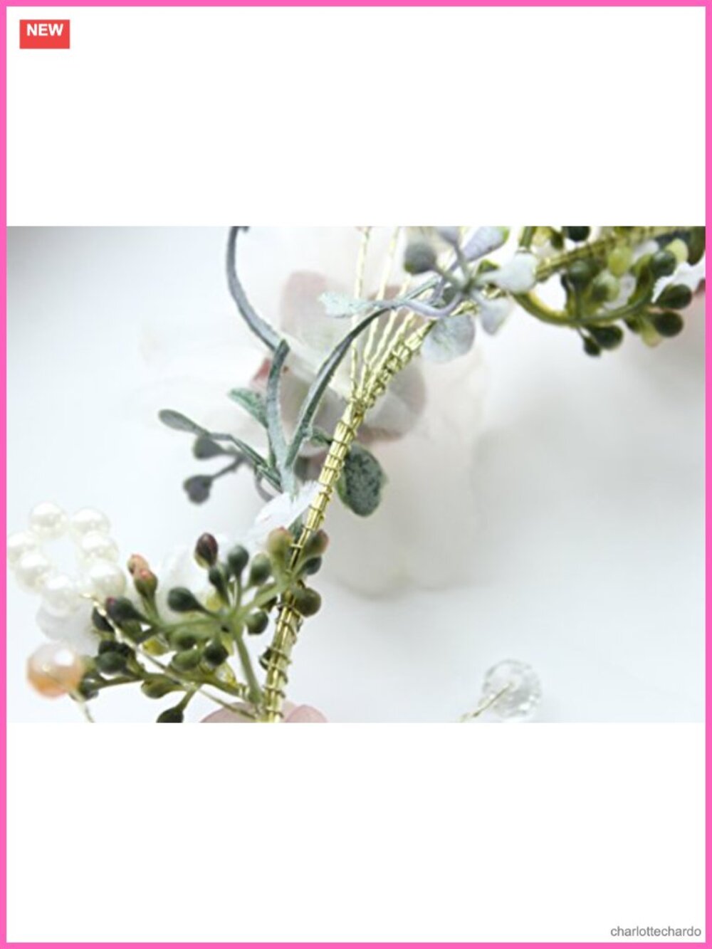 Handmade Pearl Flower Crown Floral Garland Headband Boho Headpiece - Picture 4 of 5